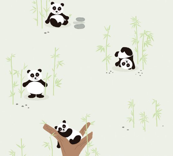 Image Kids Wallpaper Bamboo Pandas beige green 38142-1