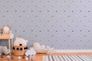 Raumbild Vliestapete Kinder Tiere Sterne Blasen grau rosa 38143-1 3