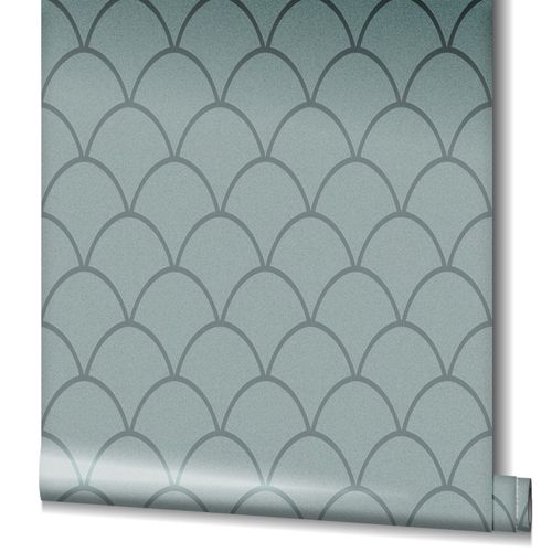 Tapete Vlies Geometrie Bögen Glitzer blau-grau 32718