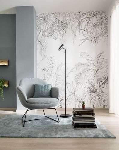 Photo Wallpaper Floral Jungle white black 32751