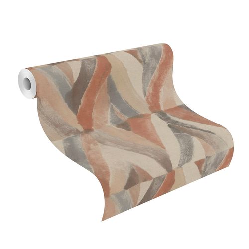 Non-Woven Wallpaper Rhombus Ethno orange-red 704020