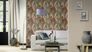 Raumansicht Tapete Vlies Raute Ethno grün beige orange Rasch 704068 4