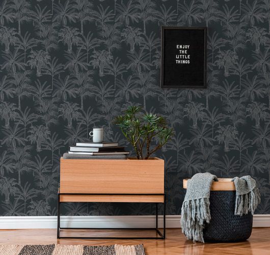 Image Non-Woven Wallpaper Michalsky Palms black 37983-2