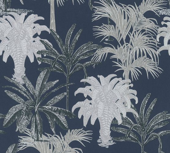 Illustration Non-Woven Wallpaper Michalsky Palms dark blue 37983-5