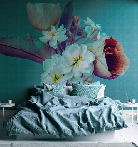 Image Photo Wallpaper Flowers Textile Floral blue 38269-1