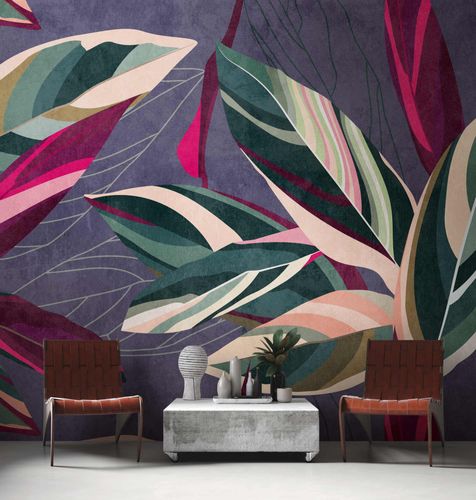 Illustration Photo Wallpaper Leaves Art Floral purple green 38272-1