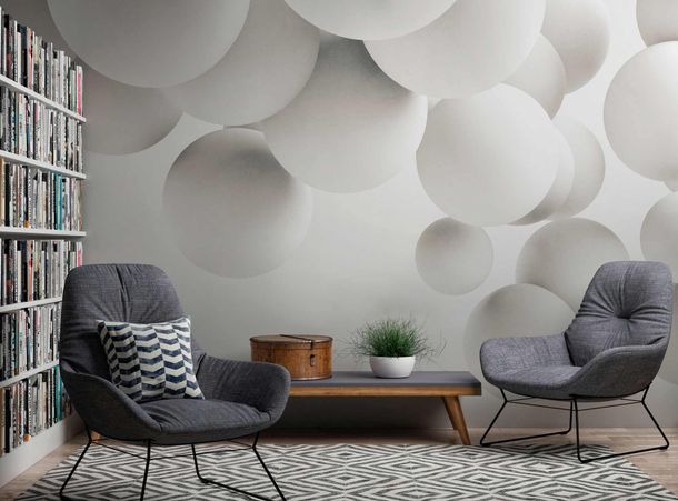 Artikelansicht Fototapete Vlies 3D Bälle Kugeln Ballons grau 38291-1