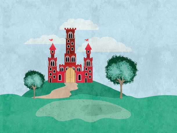 Picture Photo Wallpaper Castle Fort Painted red green 38299-1