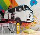 Image Photo Wallpaper Retro Bus Rainbow colourful 38302-1 1
