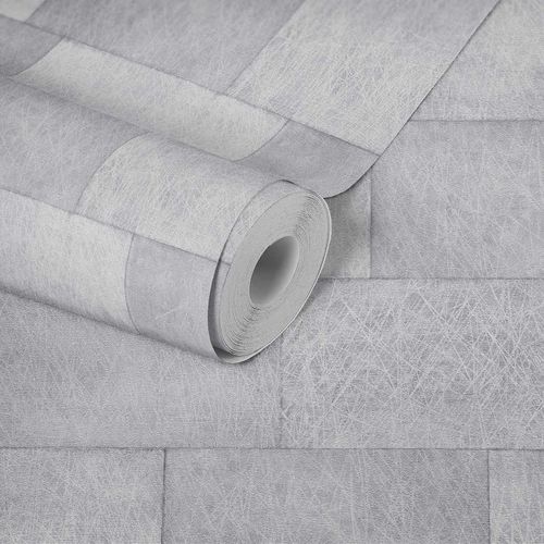 Artikelfoto Tapete Vlies Stein-Wand grau silber Glanz 38201-1