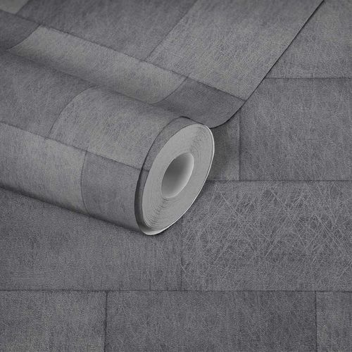 Produktansicht Tapete Vlies Stein-Wand anthrazit Glanz 38201-6
