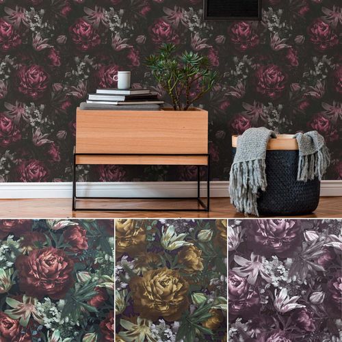 Non-woven wallpaper flowers floral anthracite AS Creation