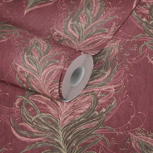 Produktansicht Vliestapete Federn Natur rot braun Mata Hari 38009-3