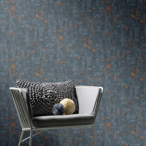 Artikelbild Vliestapete Putz-Optik Metallic dunkelblau 10179-08