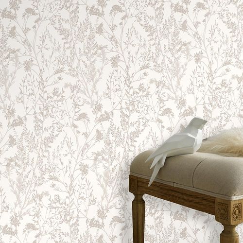 Picture Non-Woven Wallpaper Floral Bushes cream beige 10251-14