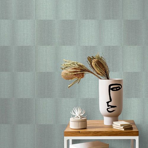 Vliestapete Streifen-Design grün grau 10214-35