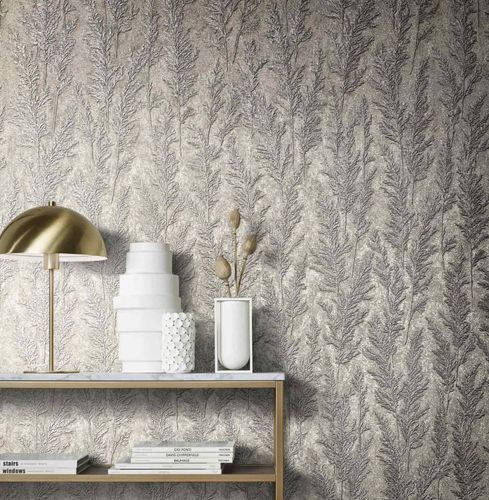 Artikelansicht Vliestapete Pflanzen Gräser grau silber Metallic 85731