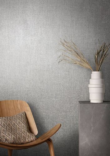 Artikelbild Vliestapete Textil Meliert silber-grün Metallic 85740