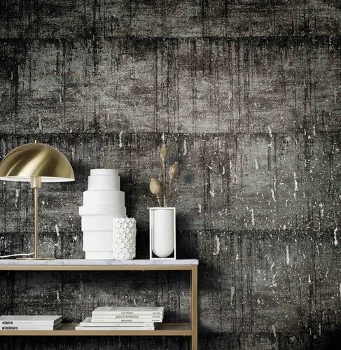 Artikelbild Vliestapete Kork Patina schwarz silber Metallic 85749