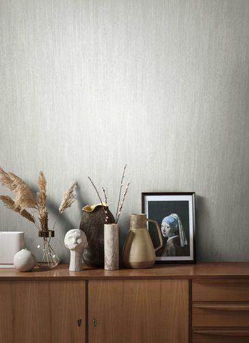 Artikelbild Vliestapete Uni Meliert weiß-grau silber Metallic 85758