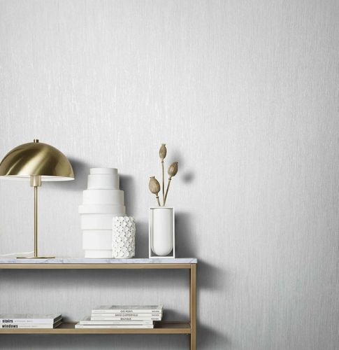 Picture Non-Woven Wallpapern Plain white Metallic 85761