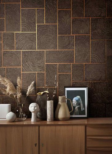 Artikelansicht Vliestapete Kacheln Holz Fliesen braun bronze 85763