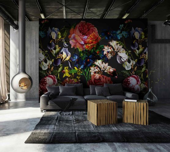 Room Image Photo Wallpaper Flowers Floral black colourful Daria