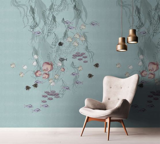 Raumbild Fototapete Fische Unterwasser grau-blau Sannah Marburg