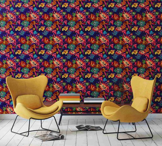 Raumbild Fototapete Pflanzen Pop Art bunt lila Naima Marburg