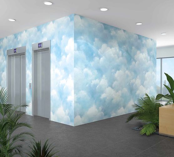Raumbild Fototapete Wolken Himmel blau weiß Felicity Marburg