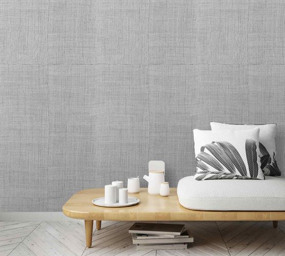 Raumbild Fototapete Textil Kacheln grau schwarz Leona Marburg