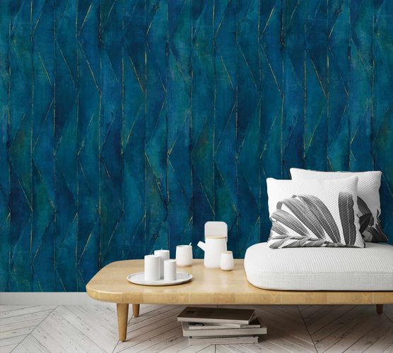 Raumbild Fototapete Textil Vintage Dreiecke blau Akana Marburg