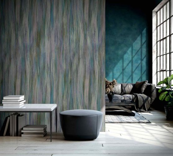 Room Image Photo Wallpaper Strokes Vintage green blue Abby