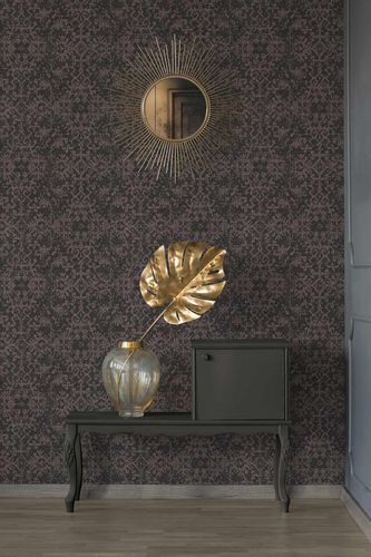 Image Non-Woven Wallpaper Ethno Pattern black pink 38521-2