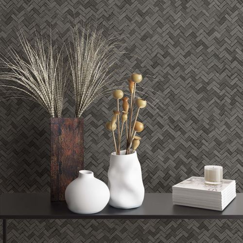 Picture Non-Woven Wallpaper Bast Wood Rattan anthracite 33310