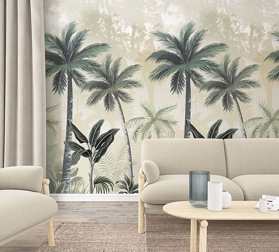 Picture Photo Wallpaper Palms Plants Floral grey-green 47203