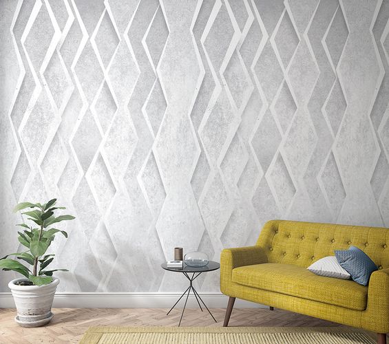 Picture Photo Wallpaper Zig-Zag 3D Effect grey 47240