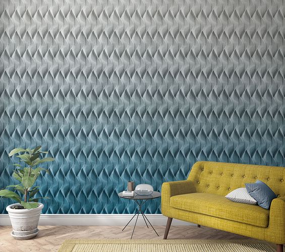 Picture Photo Wallpaper Waves 3D Look Graphic grey 47271