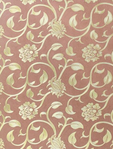 Picture Non-Woven Wallpaper Baroque Tendrils brown-red 77818