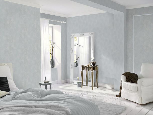 Produktbild Vliestapete Uni hellblau-grau Diamond Dust Rasch 450675