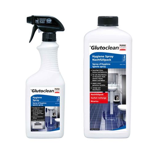 Glutoclean Reiniger Set Hygiene Spray und Nachfüllpack 