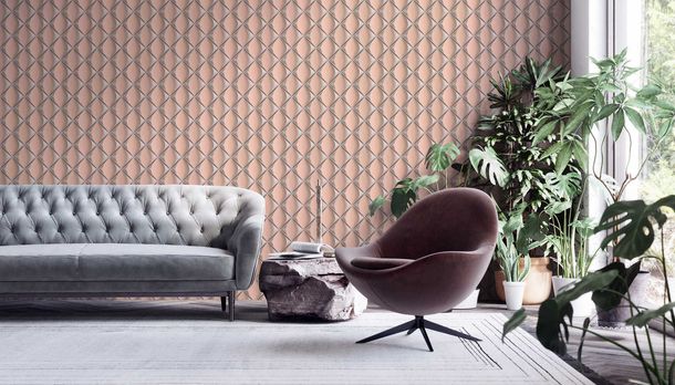 Non-Woven Wallpaper 3D Graphic pink silver grey 38691-4