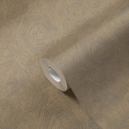 Tapetenrolle Vlies Struktur Geometrisch gold