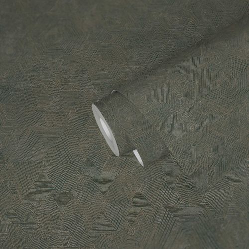 Non-Woven Wallpaper Geometric blue Gloss 38698-4