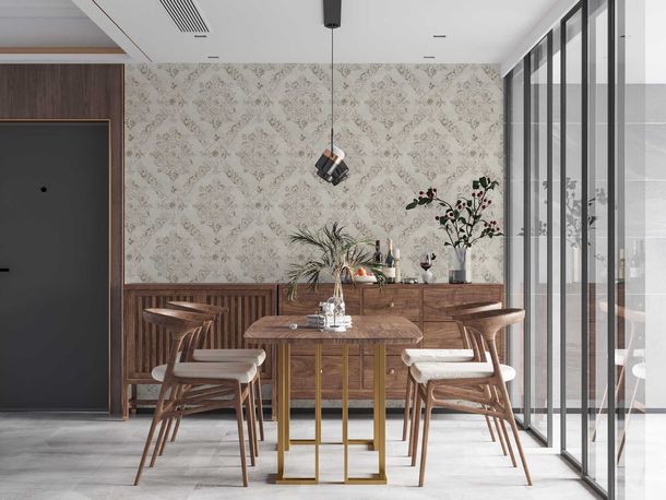 Non-Woven Wallpaper Ornaments white grey silver 38707-2