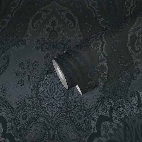 Tapete Vlies Barock-Design schwarz silber 38708-5