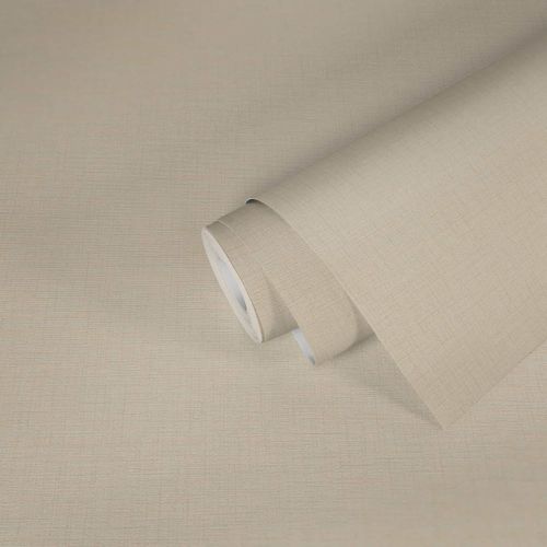 Non-Woven Wallpaper Plain Linen cream-beige 38712-3