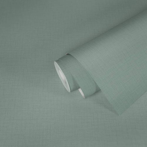 Non-Woven Wallpaper Plain Linen grey-green 38712-9