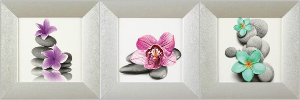 Wandbild-3er-Set-Kunstdruck-23x23cm-Steine-Blueten-63211470