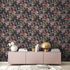 Non-Woven Wallpaper Flowers Birds black 38178-1 2
